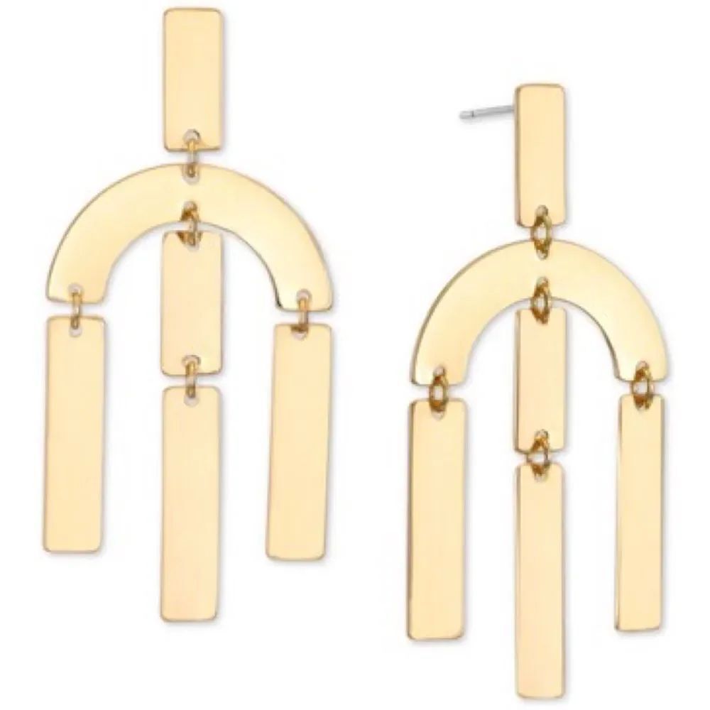 Alfani Gold-Tone Tablet Statement Earrings Dangle NWT